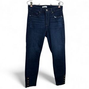 LOFT Women’s Curvy High-Rise Skinny Jeans Dark Wash Size 28 Button Ankle